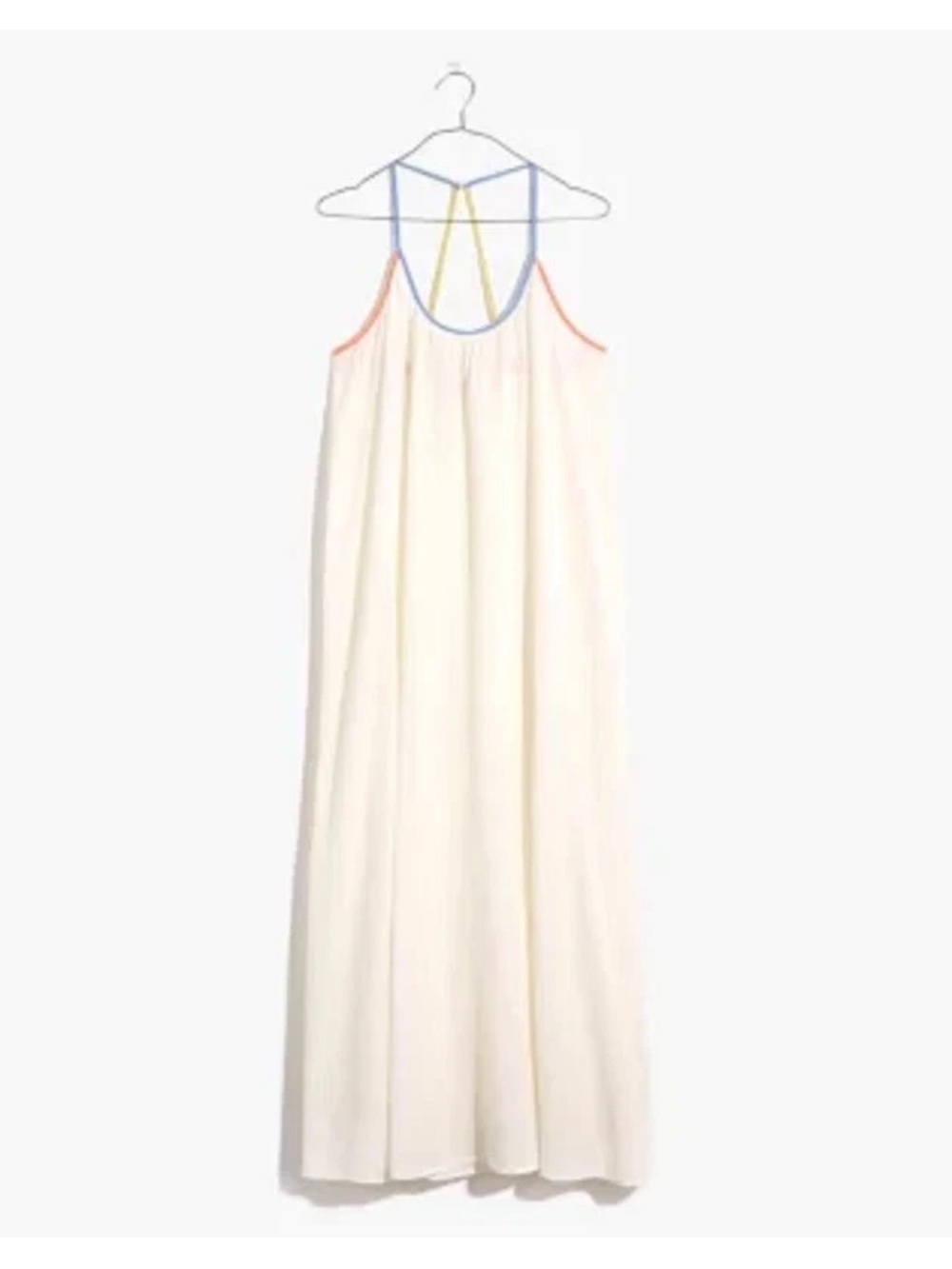 Madewell White Cotton Shift Midi Dress with Colorblock Straps M